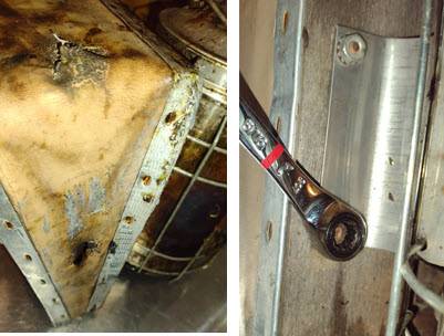 A damaged bellow being removed